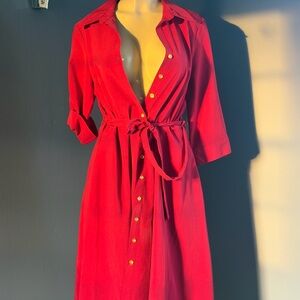 Sharagano Vibrant Red Long Sleeve Dress